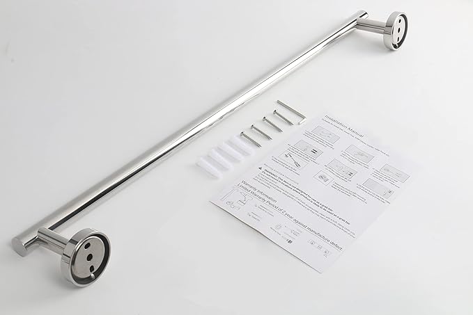 TocTen Bath Towel Bar - Thicken SUS304 Stainless Steel Bathroom Towel Holder, Towel Rod for Bathroom Heavy Duty Wall Mounted Towel Rack Hanger (24IN, Chrome)