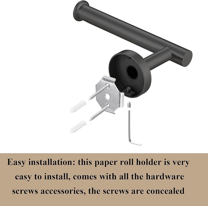 5-Piece Bathroom Hardware Set, Black SUS304 Stainless Steel Bathroom Accessories Kit, Includes 24" Towel Bar, Toilet Paper Holder, Towel Ring & 2 Robe Hooks, Wall Mounted, Rustproof Modern Design