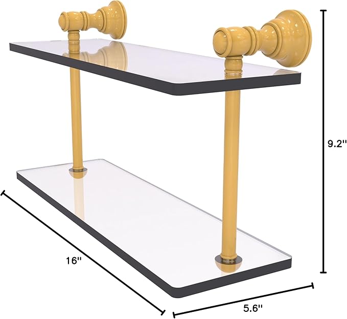 Allied Brass CL-2-16-SGL Carolina Collection 16 Inch Two Tiered Glass Shelf, Spanish Gold