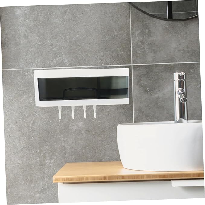LIFKOME Wall-Mounted Bathroom Shelf Storage Rack, Plastic Multi-Functional Wall Shelf with Hooks, Space-Saving Organizer for Kitchen and Bathroom Use, Random Color