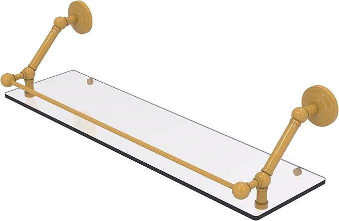 Allied Brass PQN-1-30-GAL-SGL Prestige Que New 30 Inch Floating Glass Shelf with Gallery Rail, Spanish Gold