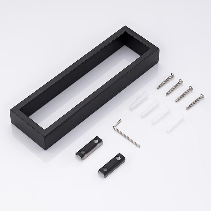 Towel Bar, 9 Inch Hand Towel Holder Wall Mount, Towel Racks for Bathroom Accessories, Stainless Steel Towel Ring Hardware (Matte Black, 2 Pack)