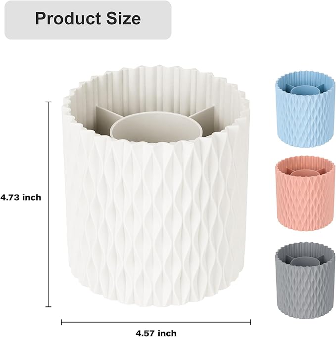 Makeup Brush Holder Organizer-360?? Rotating Makeup Brush Storage,Pencil Pen Holder Cup,Desk Accessories,5 Slot Make up Brushes Cup, for Vanity Desktop Bathroom Countertop (White)