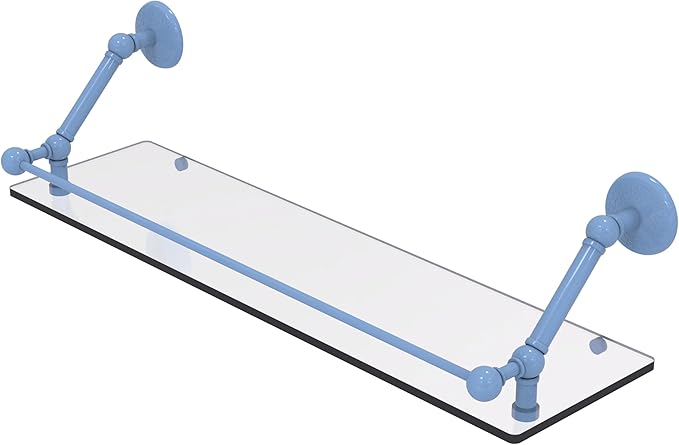 Allied Brass PMC-1-30-GAL-FTB Prestige Monte Carlo 30 Inch Floating Glass Shelf with Gallery Rail, Flat Troll Blue