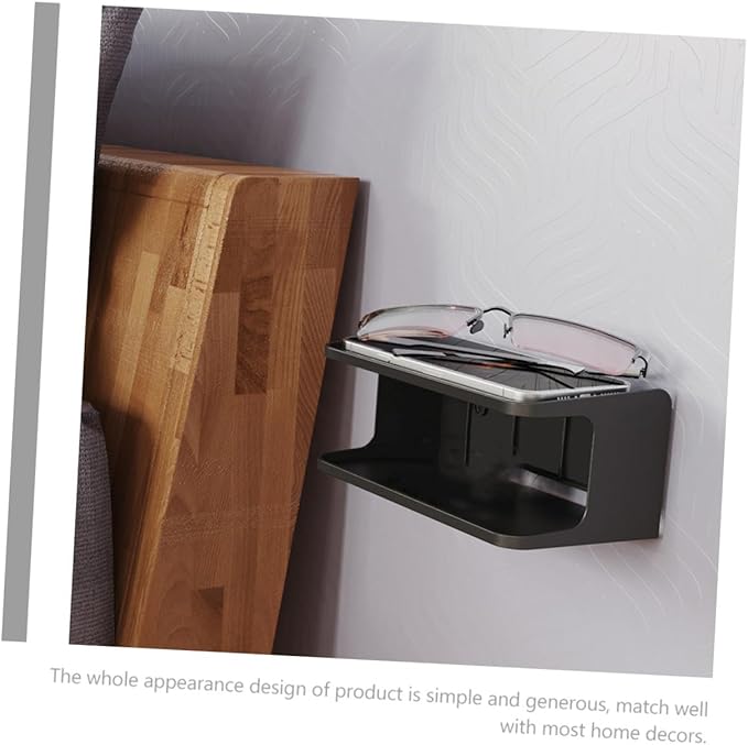 Double Layer Wall Mounted Bedside Shelf Stylish Floating Bathroom Organizer with Surface Space-Saving Corner Storage for Bedroom Kitchen Living and Balcony