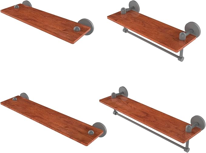 Allied Brass TA-1-16-IRW-GYM Tango Collection 16 Inch Solid IPE Ironwood Shelf, Matte Gray