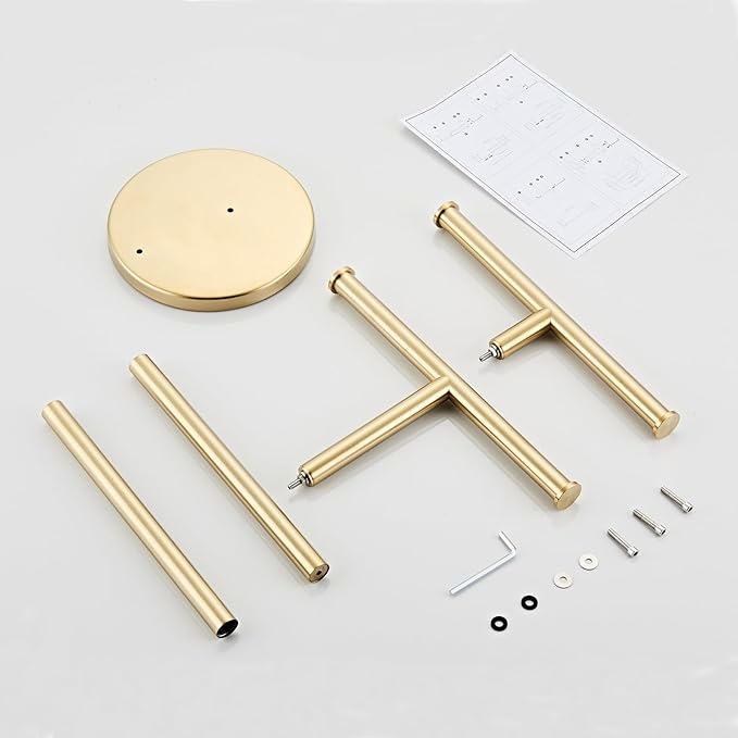 Hand Towel Holder, NEWRAIN Double Countertop Hand Towel Holder Stand, Stainless Steel Free Standing Hand Towel Rack with Heavy Base, for Bathroom Kitchen & Counter top, Brushed Gold