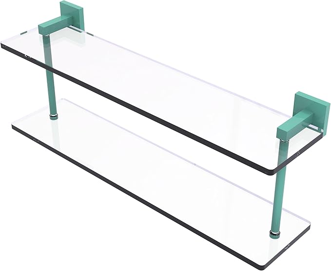 Allied Brass MT-2-22-SFG Montero Collection 22 Inch Two Tiered Glass Shelf, Sea Foam Green