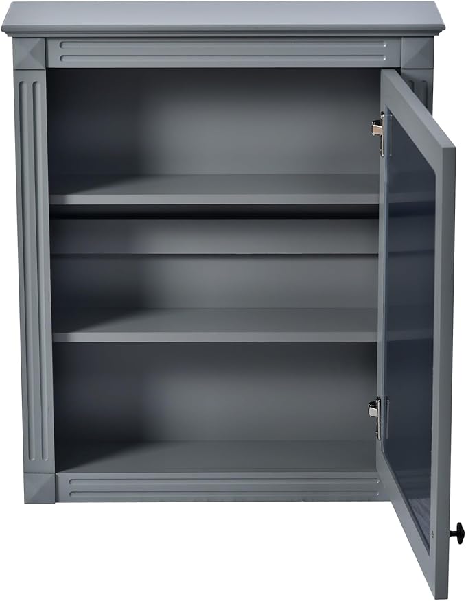 24'' x 27'' Wall Mounted Bathroom Storage Cabinet with Mirror, Medicine Cabinet with Height Adjustable Shelf, Over The Toilet Space