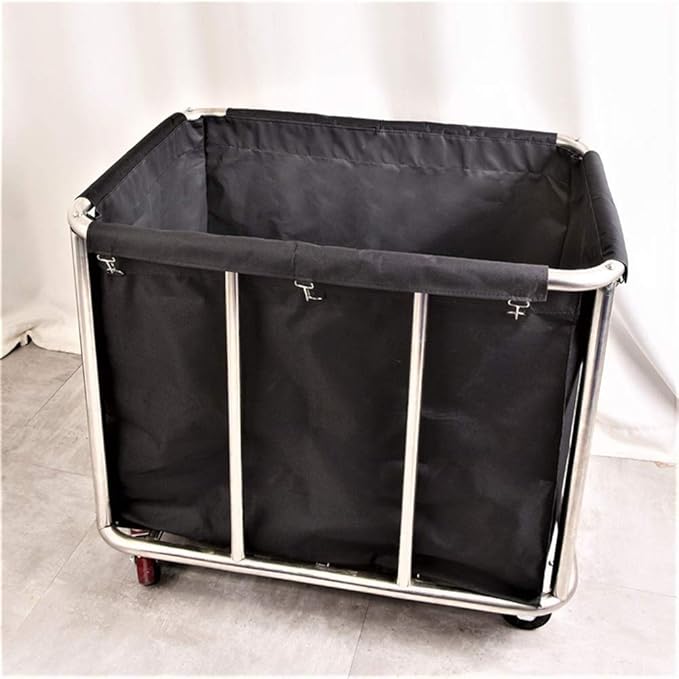 Commercial Laundry Cart with Wheels, 400L Large Rolling Laundry Cart with Steel Frame and Oxford Cloth, Heavy Duty Industrial Laundry Cart for Home,Hotel,Laundry Room, 441 lbs Load (Black-8)