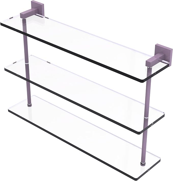 Allied Brass MT-5-22-LVN Montero Collection 22 Inch Triple Tiered Glass Shelf, Lavender