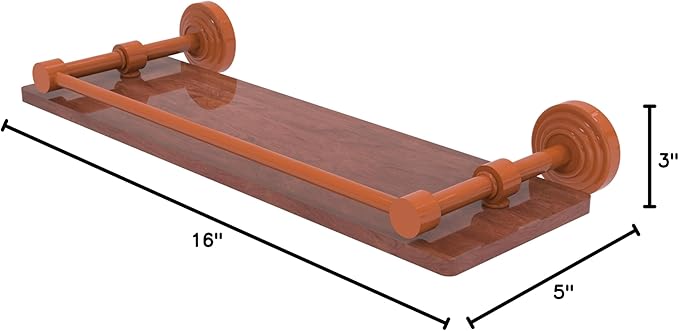 Allied Brass WP-1-16-GAL-IRW-ASP Waverly Place Collection 16 Inch Solid IPE Ironwood Shelf with Gallery Rail, Autumn Sparkle