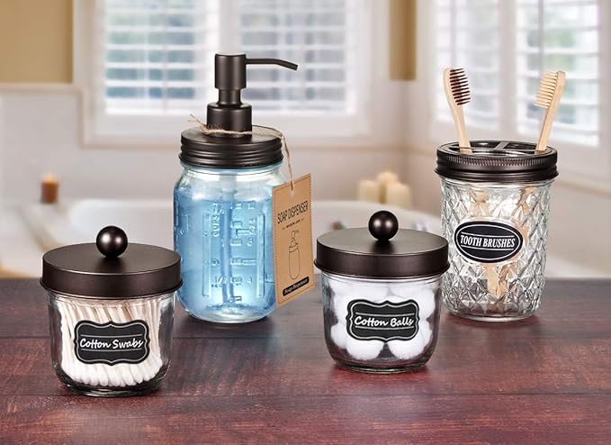 Amolliar Mason Jar Liquid Soap Dispenser Lid, Rust Proof Stainless Steel, Cute Farmhouse Decor for Kitchen, Bathroom, Bath, Refill Liquid Soap Pump for Hand Soap, Dish Soap, Lotion Soap, Bronze 1 Pack
