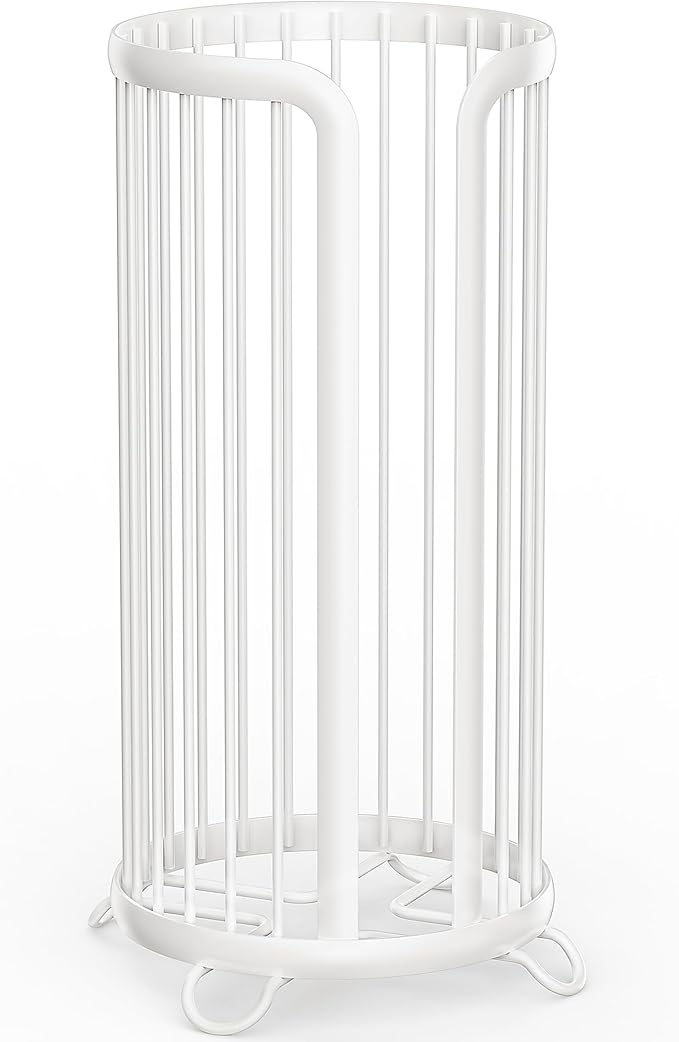 Bunoxea Toilet Paper Holder Stand, Freestanding Toilet Tissue Organizer, Minimalistic Storage Solution, Reserve Mega Rolls-White