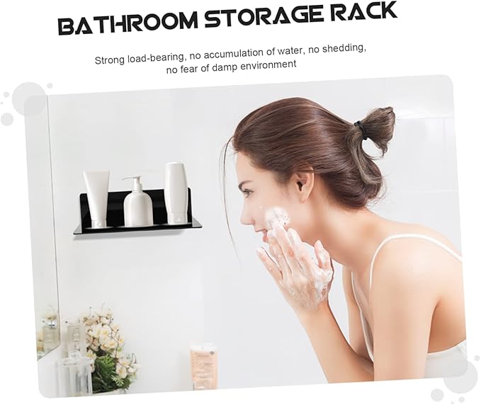 Veemoon 2pcs Bathroom Shelves Over Toilet Wall-Mounted Storage Rack Acrylic Black Decorative Storage Organizer