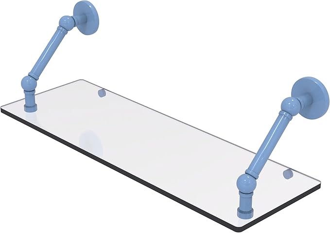Allied Brass P1000-1-24-FTB Prestige Skyline Collection 24 Inch Floating Glass Shelf, Flat Troll Blue