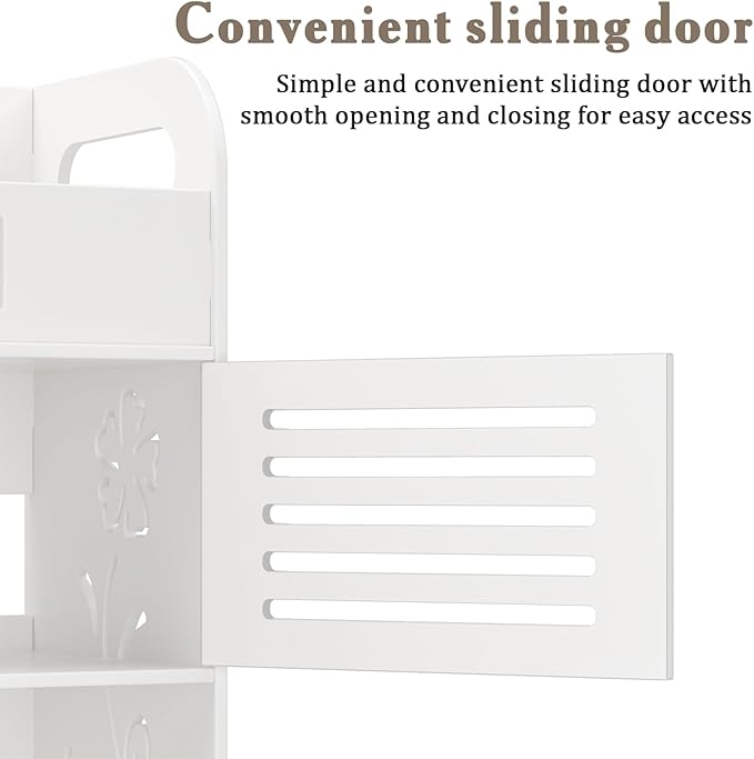Bathroom Storage Shelf, Wall-Mounted No-Drill Organizer with Multiple Tiers, No-Drill Bathroom Storage Rack Large Capacity Cosmetic Holder Wall-Mounted Toilet Shelf for Bathroom Toilet White