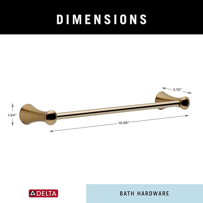 Delta Lahara (1-Pack) 18'' Towel Rack for Bathroom Champagne Bronze Towel Bar for Bathroom Wall Towel Holder Rod Wall Mounted 73818-CZ