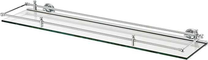 24" GLASS SHELF WITH LIFT RAIL, Polished Brass-Unlaquered