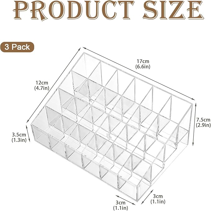 3Pack Essential Oil Holder,24Slots Plastics Essential Oil Storage,for Bottles Perfumes and Nail Polish Shelf,Essential Oil Organizer,Makeup Storage Rack