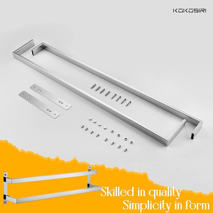 KOKOSIRI Towel Bars Bath Towel Holders 32 Inches Chrome Bathroom 2-Tiers Ladder Towel Rails Wall Mounted Towels Shelves Rack Polished Stainless Steel, B5008CH-L32