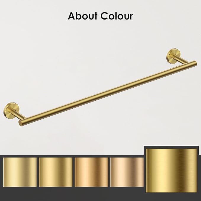 FORIOUS Towel Bar Wall Mounted, Stainless Steel Towel Racks for Bathroom, Includes Wall Mounting Hardware (Brushed Gold, 26 Inch)