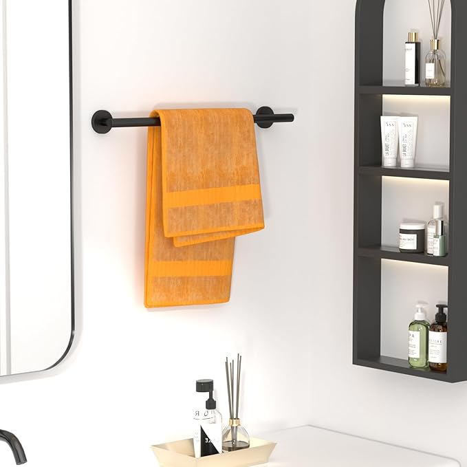 24 Inch Modern Towel Racks for Bathroom, Heavy Duty SUS304 Wall Mounted Towel Bar, Matte Black