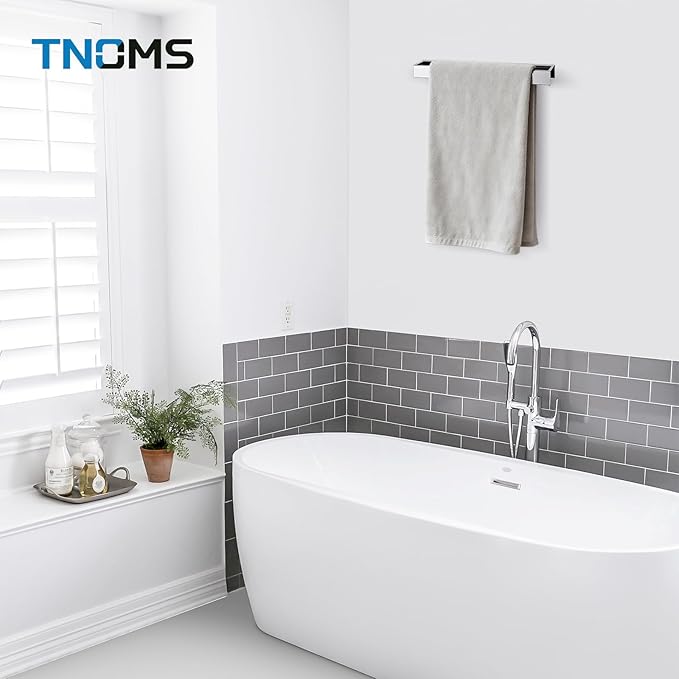 TNOMS Single Towel Bar Towel Holder Bathroom Hardware Accessories,Stainless Steel Wall-Mounted Towel Rack Towel Rail,12 Inches Polished Chrome