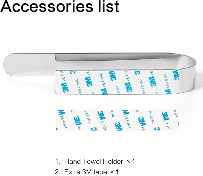 HouseAid Self Adhesive Hand Towel Holder for Bathroom, Stainless Steel Adhesive Towel Bar, No Drilling Modern Hand Towel Hanger, Polished Chrome