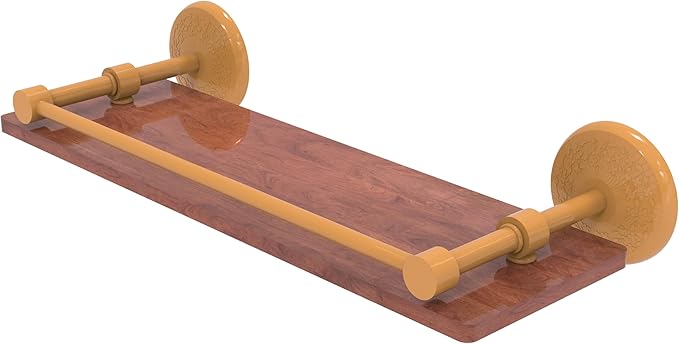 Allied Brass MC-1-16-GAL-IRW-GLY Monte Carlo Collection 16 Inch Solid IPE Ironwood Shelf with Gallery Rail, Golden Yellow