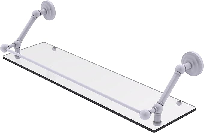 Allied Brass PQN-1-30-GAL-WHM Prestige Que New 30 Inch Floating Glass Gallery Rail Shelf, Matte White