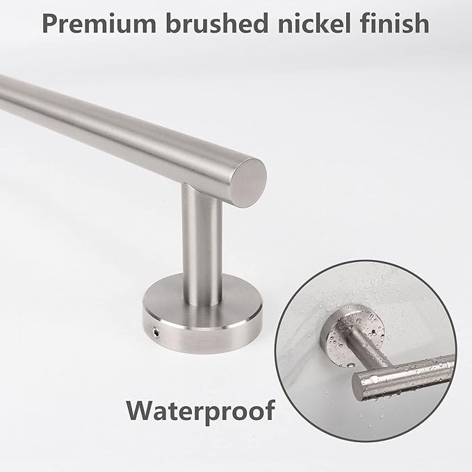 TocTen Bath Towel Bar - 2 Pack Thicken SUS304 Stainless Steel Towel Rack for Bathroom, Bathroom Hardware Accessories Towel Rod Heavy Duty Wall Mounted Towel Holder (16 Inch, Brushed Nickel)