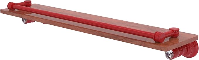 Allied Brass CC-1-22-GAL-IRW-FER Carolina Crystal Collection 22 Inch Wood Shelf with Gallery Rail, Fire Engine Red