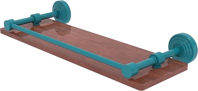 Allied Brass WP-1-16-GAL-IRW-GLT Waverly Place Collection 16 Inch Solid IPE Ironwood Shelf with Gallery Rail, Glokzin Teal