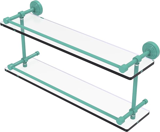 Waverly Place Collection Double Glass Shelf with Gallery Rail