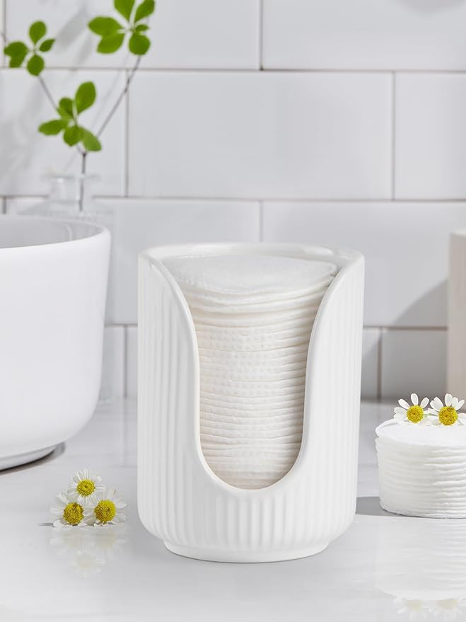 ABRUTY Bathroom Cup Dispenser, 3oz-4oz Ceramic Paper Cup Holder, Small Countertop Mouthwash Dixie Cups Accessories, for Vanity Countertops, Bathroom, Kitchen, and Dining Room