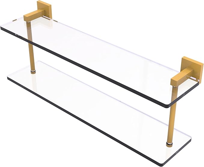 Allied Brass MT-2-22-SGL Montero Collection 22 Inch Two Tiered Glass Shelf, Spanish Gold