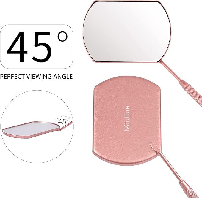 Lash Mirror for Eyelash Extensions, Detachable Stainless Steel Large Eyelash Mirror, Pink