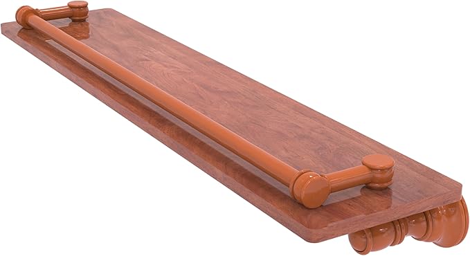 Allied Brass CL-1-22-GAL-IRW-ASP Carolina Collection 22 Inch Wood Shelf with Gallery Rail, Autumn Sparkle