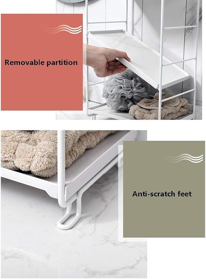 WFF Corner Storage Rack, 3 Levels Open-Save Space-Multi-Purpose Household Organizer Suitable for Bathroom, Office, Bedroom, Living Room (Color : White, Size : Sector)