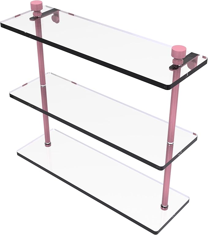 Allied Brass FT-5/16-PNK Foxtrot Collection 16 Inch Triple Tiered Glass Shelf, Pink