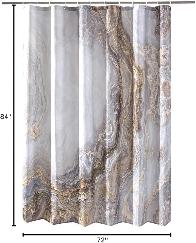 Shower Curtain Marble Texture for Bathroom, Polyester Fabric Waterproof Bathroom Decor,72x84 Inches,Long Size