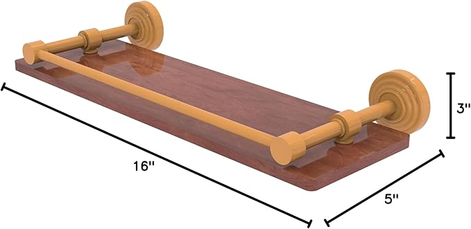 Allied Brass WP-1-16-GAL-IRW-GLY Waverly Place Collection 16 Inch Solid IPE Ironwood Shelf with Gallery Rail, Golden Yellow