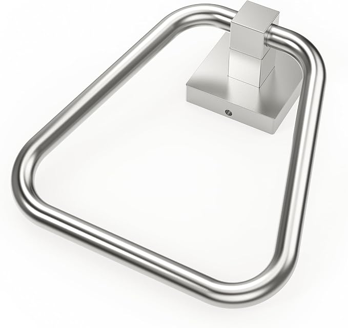 RUACQ Towel Ring, Square Base Hand Towel Ring, Stainless Steel Hand Towel Holder for Bathroom Wall, Sturdy and Rust-Resistant (Brushed Nickel)