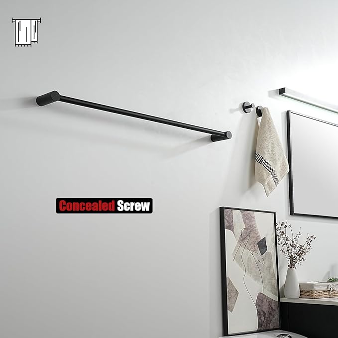 JQK Bath Towel Bar Black, 32.5 Inch 304 Stainless Steel Thicken 0.8mm 2 Pieces Towel Rack Bathroom Wall Mount, Useable Length 30 Inch, TB610L30-PB