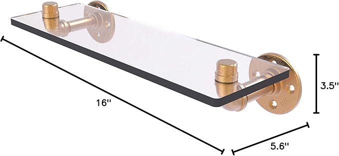 Allied Brass P-400-16-GS Pipeline Collection 16 Inch Glass Shelf, 16", Brushed Bronze