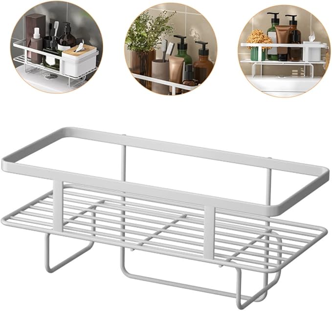 PRETYZOOM Bathroom Storage Organizer Over The Toilet Shelf Space Saver Carbon Steel Rack Easy Install Wall Mount Storage Holder