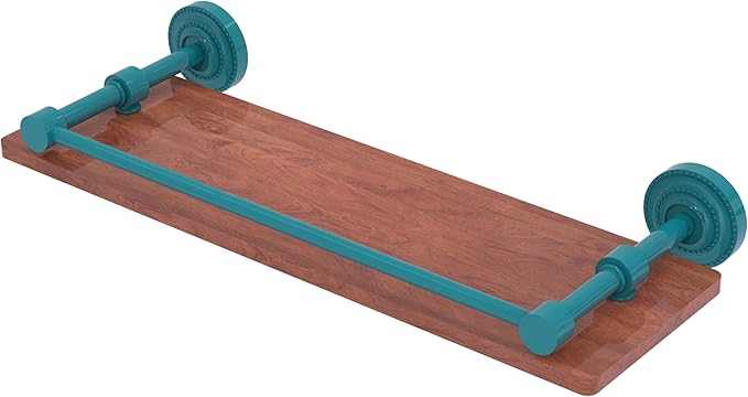 Allied Brass DT-1-16-GAL-IRW-GLT Dottingham Collection 16 Inch Solid IPE Ironwood Shelf with Gallery Rail, Glokzin Teal