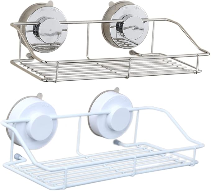 SHOWERORO Wall Mounted Bathroom Shelf Cup Space-Saving Kitchen Storage Rack for Organizing Items Bathroom and Kitchen White