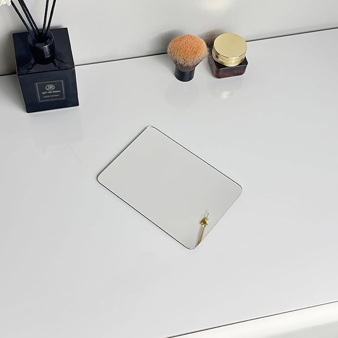2 Pcs Strong Magnetic Locker Mirror, 4.9" x 6.9" Small Real Glass Mirror with Super Clear Reflection and Fully Magnetic Back for School Locker Refrigerator Office Cabinet